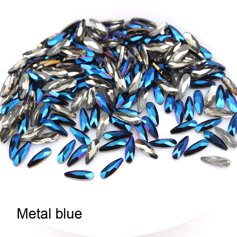 

15 Color 30/100pcs/lot Nails Rhinestone Flat Shape Water Drop Colorful Stones For 3D Nail Art Decoration Free shipping