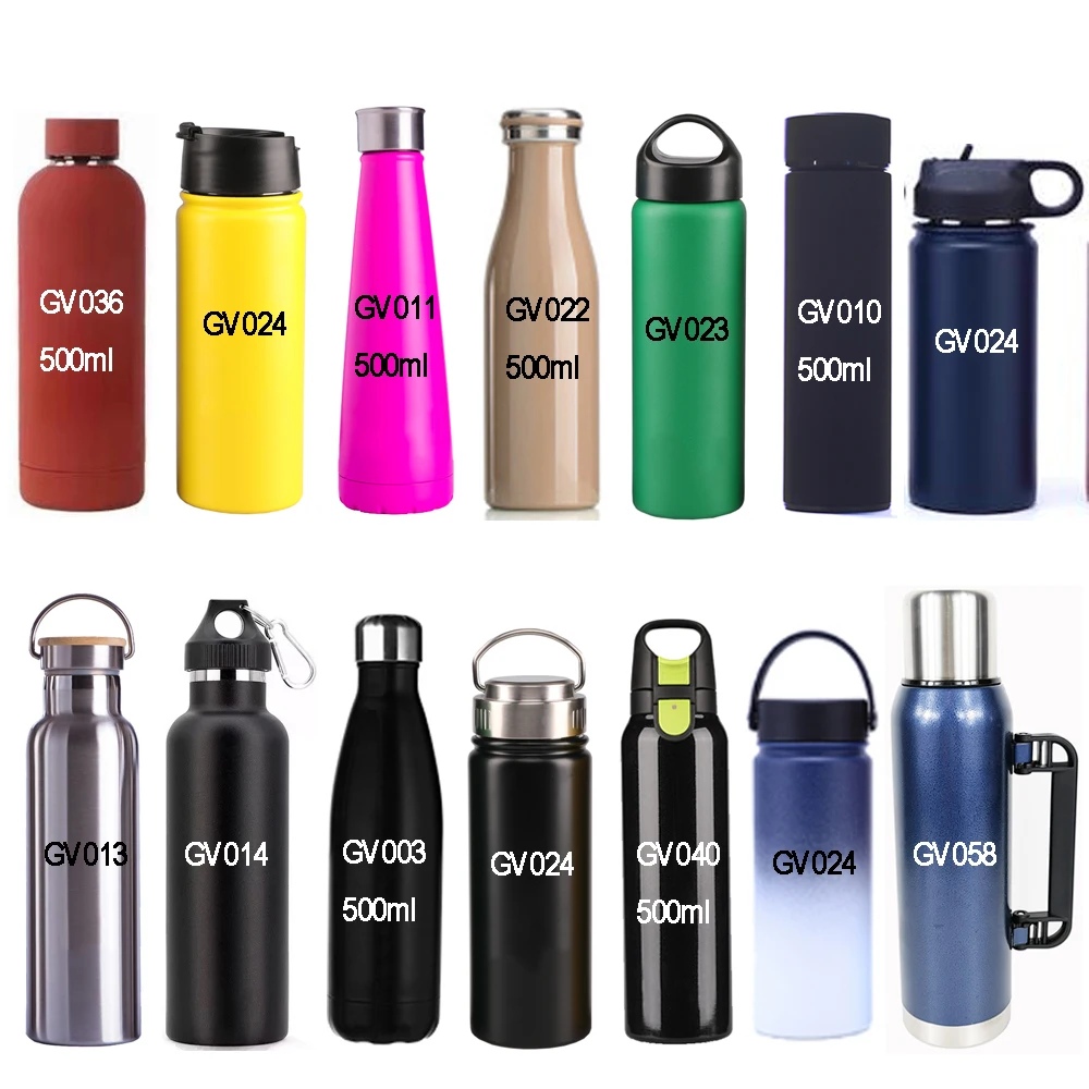 

GS002 no minimum 500ml 18/8 stainless steel single wall sport bamboo lid water bottles stainless
