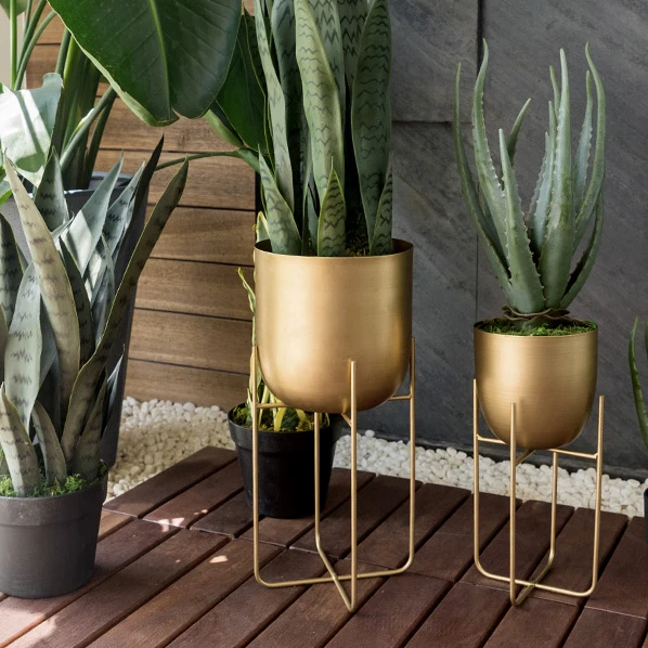 

Elegant Modern Gold Flower Stand Plant Pot Decoration Indoor Living Room Durable Iron Plant Stand Shelf Round Pot Holder, Black, gold