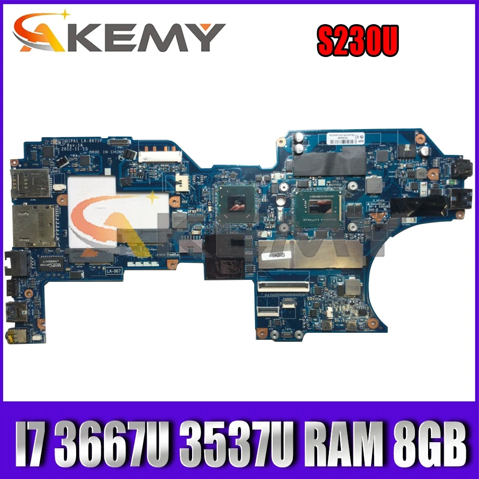 

Akemy QIPA1 LA-8671P For ThinkPad S230U Twist Notebook Motherboard CPU I7 3667U 3537U RAM 8GB 100% Test Work