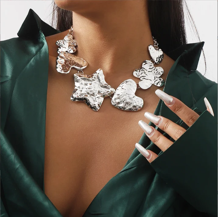 

Vintage Hip Hop Punk Metal Love Heart shape Drop Earrings for Women Fashion Statement Star flower stud Earring Jewelry set