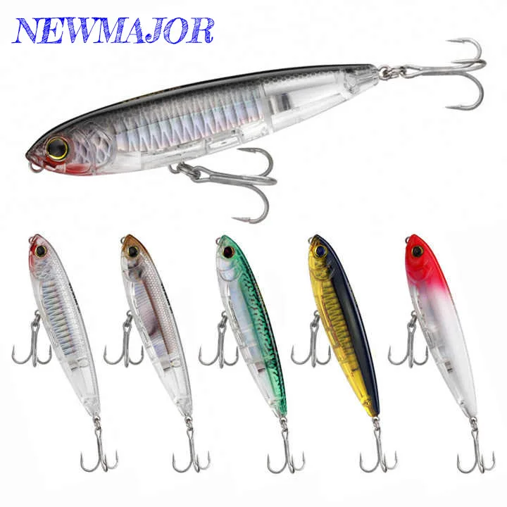 

NEWMAJOR 3D Pencil 10cm 17.5g 9-Color Boxed with Blood Trough Hook Ultra Far Drop Sink Water Fishing Lure Made ABS Plastic