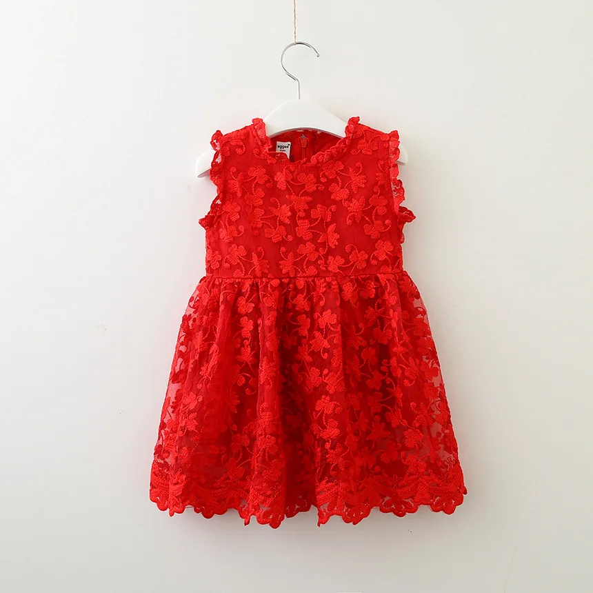 

Summer Baby Frock Designs Fluffy Lace Floral Factory Wholesale Baby Skirts Embroidery Party Dresses Patterns For Girls, Red