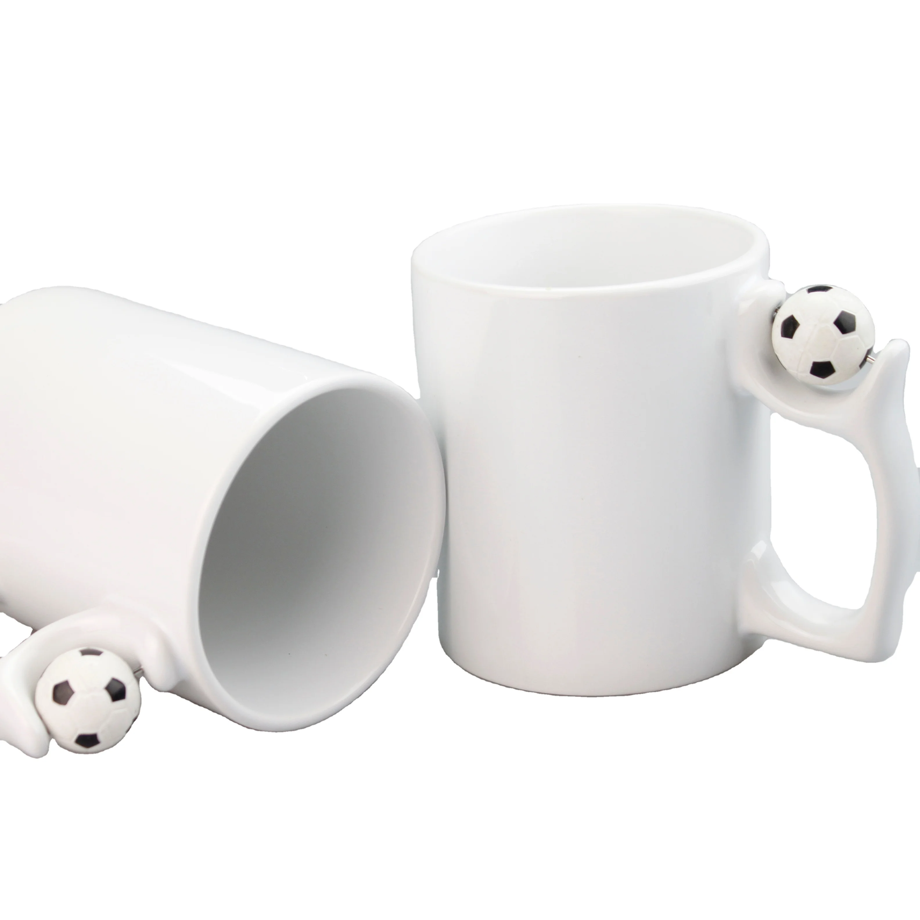 

Wholesale 11oz Sublimation Ceramic Soccer Mug Handgrip 330ml Custom White Coffee Mugs Factory, White color