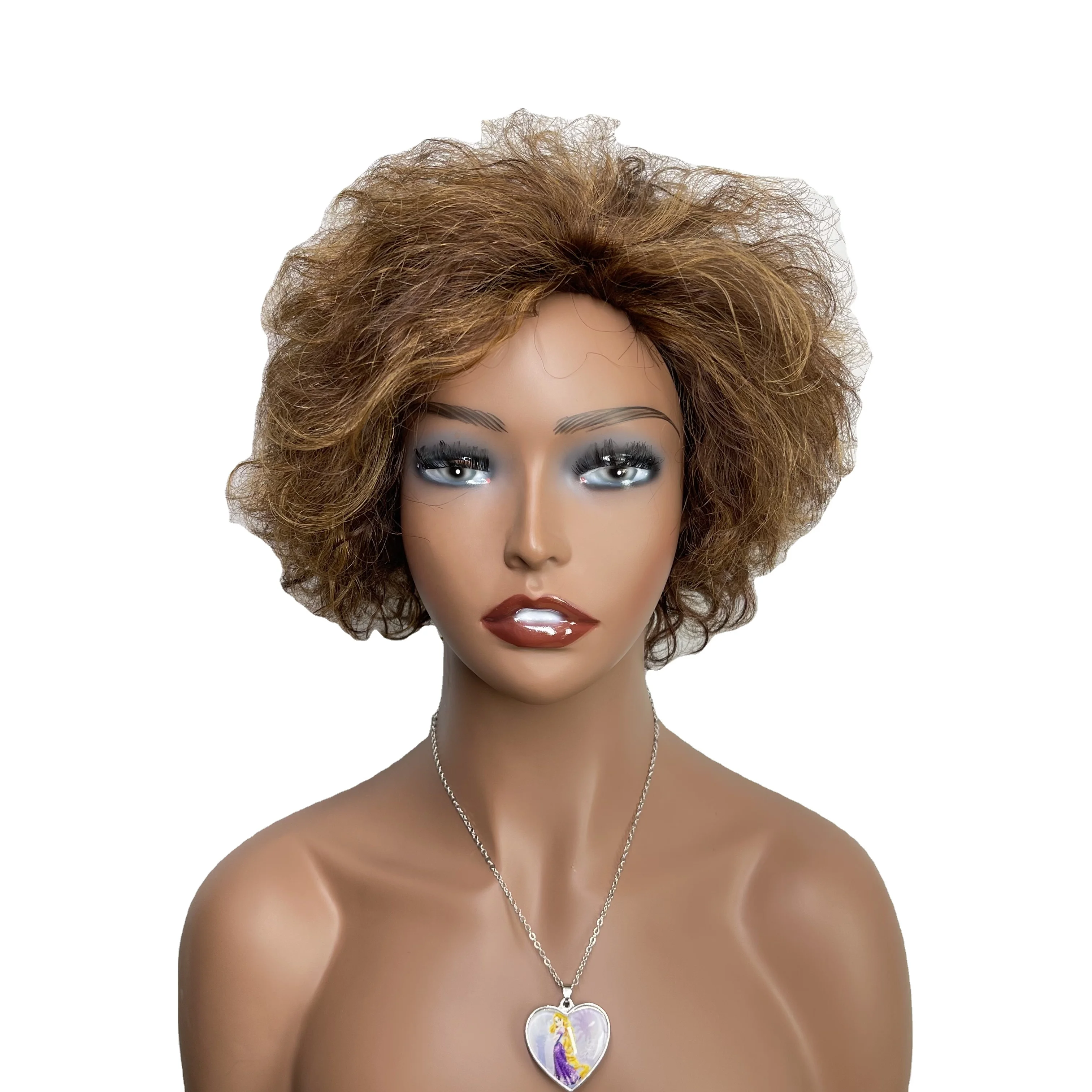 

Beesoul Wholesale 4 inches Curly Human Hair Wigs For Black Women Full Machine Made Hair Toupee