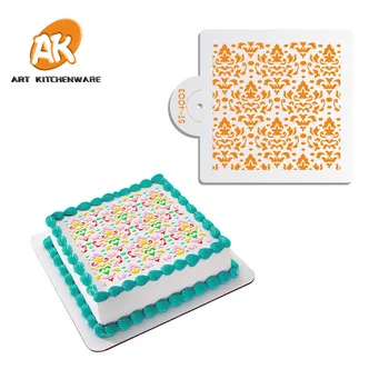 

AK Cake Stencils for Royal Icing Airbrush Tempate Plastic Laser-cut Stencils Fondant Cake Decorating Tools Flower Cookie Stencil, Semitransparent white