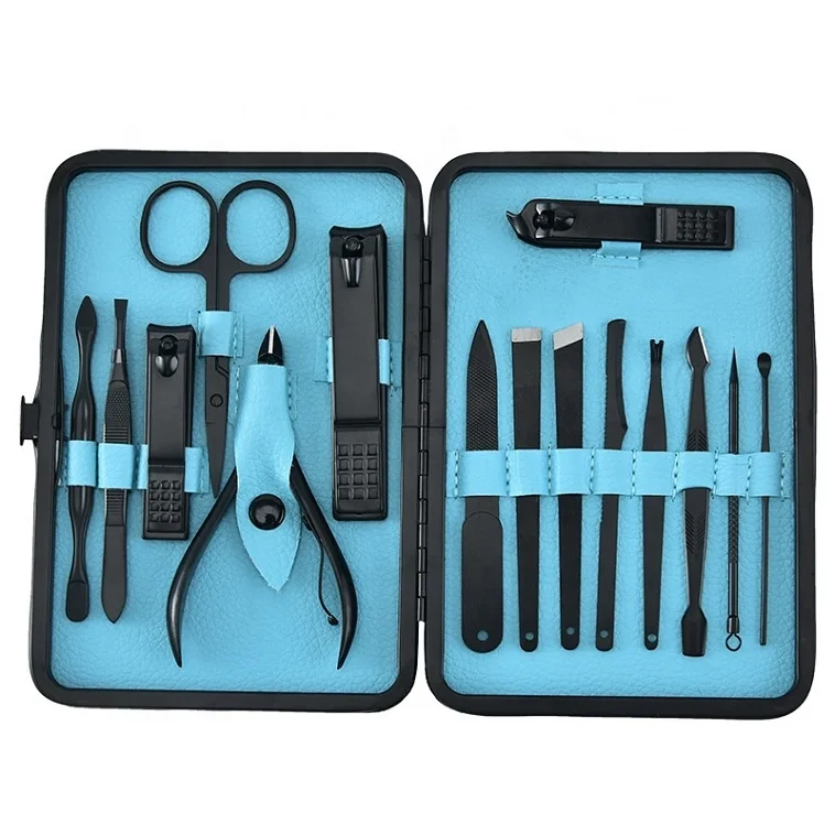 

Professional 15Pcs Blue Pedicure Manicure Nail Clipper Set Stainless Steel Foot Care knife Nail cutter 15 piece Nail tools kit, According to options