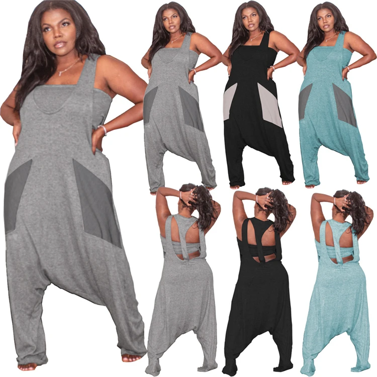 

DUODUOCOLOR Fashion women summer clothing 2021 patchwork two piece sexy halter neck jumpsuitsleeveless casual dress D97455