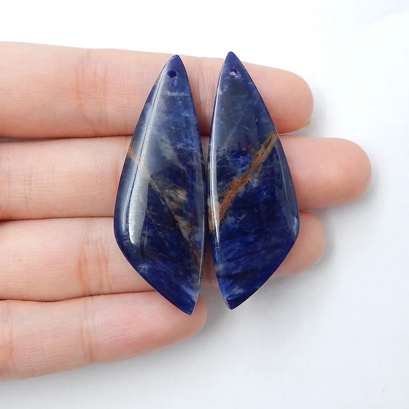

Customized Earring stone making Natural Sodalite Bead hand carved for making Jewelry, 100% natural color