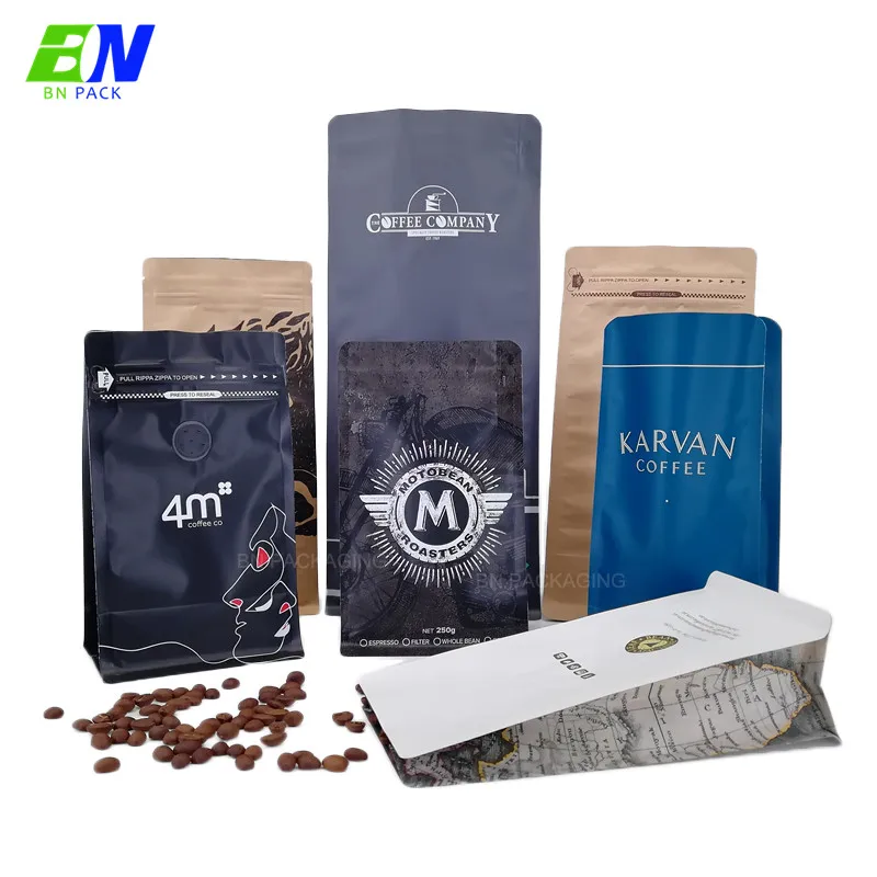 
China 250g Matt Finish Black Ziplock Roasted Coffee Bag Pouches flexible packaging  (60697004637)