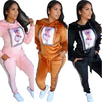 

JA120 women new fashion pants and hooded top 2 piece set