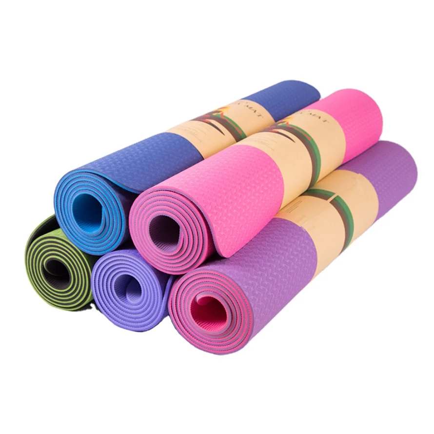 

Extra Thick High Density Exercise Non slip Gym Fitness Pilates Supplies single Tpe rubber yoga mat, Pink/blue, or customized