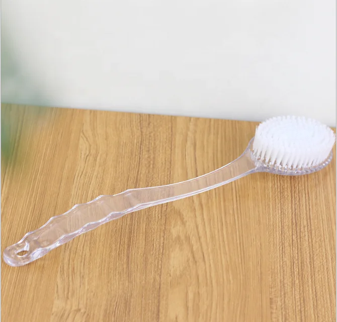 

Professional Bath Brush Long Handle Oval Clear Shower Back Exfoliating Brush