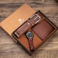 

RTS Hot Sale Men's Fashion Dress Watches Wallet Leather Belt Gift 3Pcs/Sets Best Luxury Gifts Sets For Men