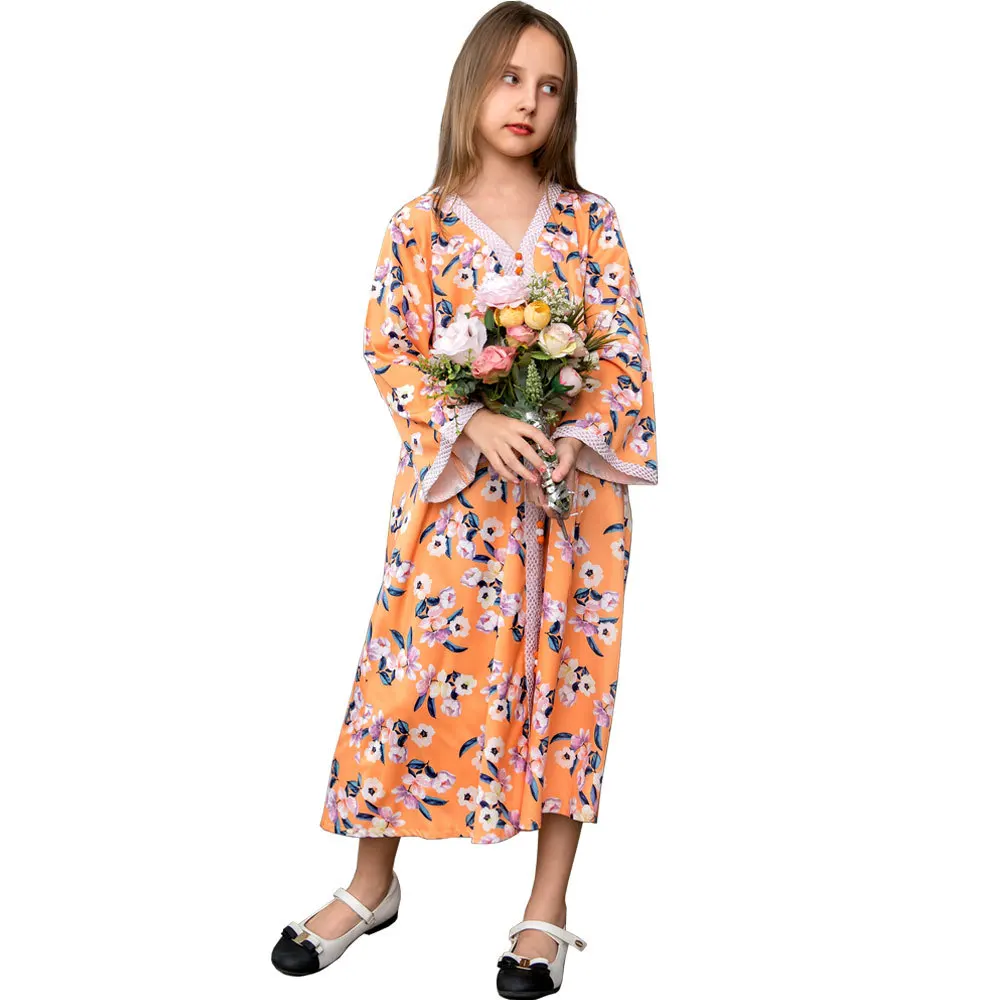 

Wholesale Kids Muslim Clothing Dresses Long Sleeves Kids Abayas Girls Prayer Clothing Islam Abaya, Picture