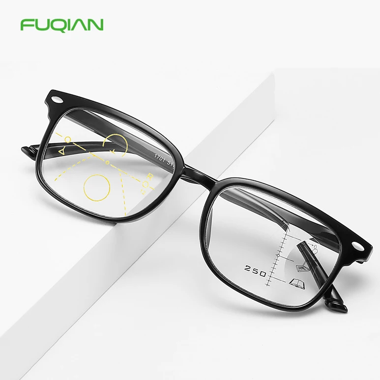 

Multifocal Reading Glasses Progressive Bifocal Anti Blue Ray UV Protect Presbyopic Eyeglasses, Black