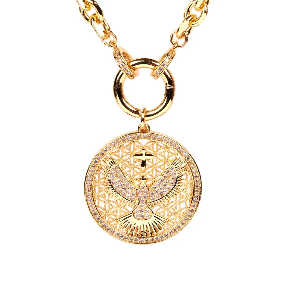 

Sailing Jewelry CZ Egle Necklace Egle Pattern Pendant Necklace Hip Hop Cuban Chain Necklace