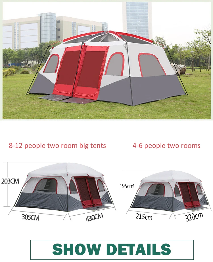 

12 Person 2 Rooms High Quality Luxury Outdoor Camping Tent With Convertible Screen House Camp Tent