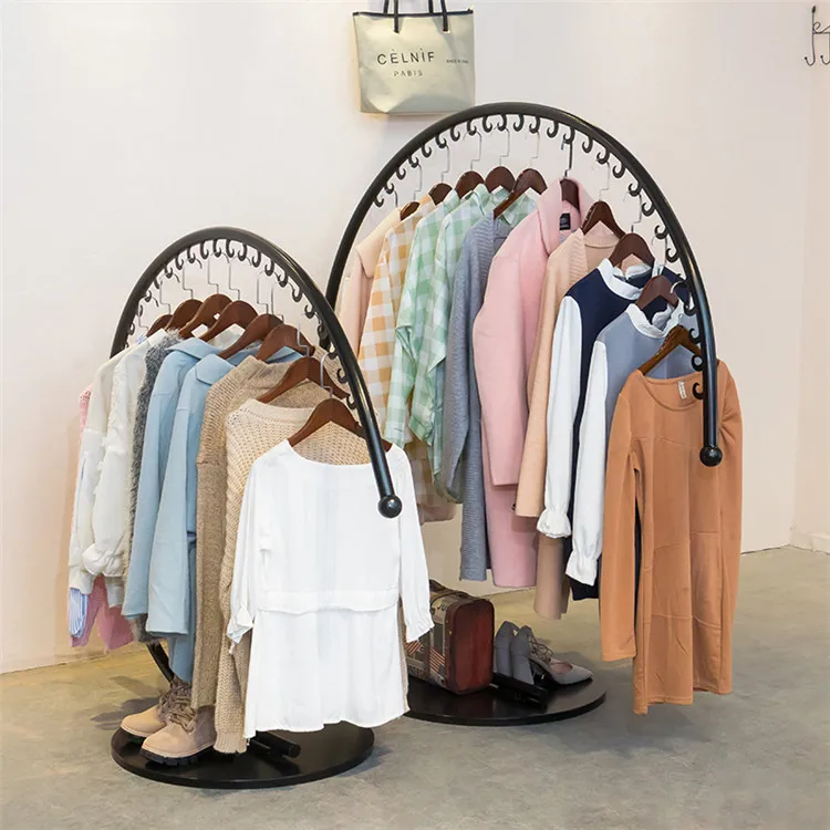 Clothing Shop Metal Round Clothes Display Rack Hanging Clothes Rack