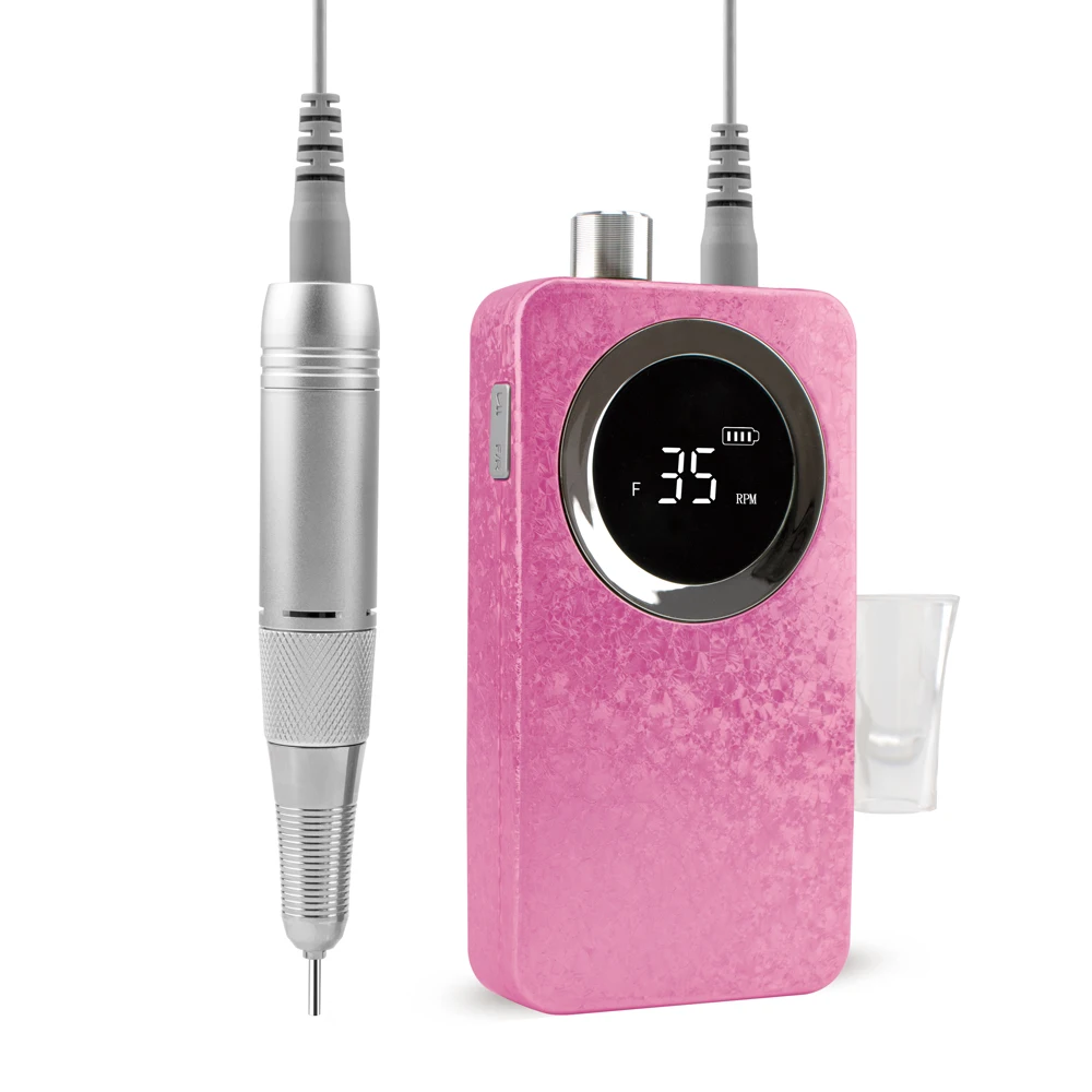 

35000rpm Portable Cordless Rechargeable Pink Nail Drill 35000 Portatil Nail Drill Hand Piece