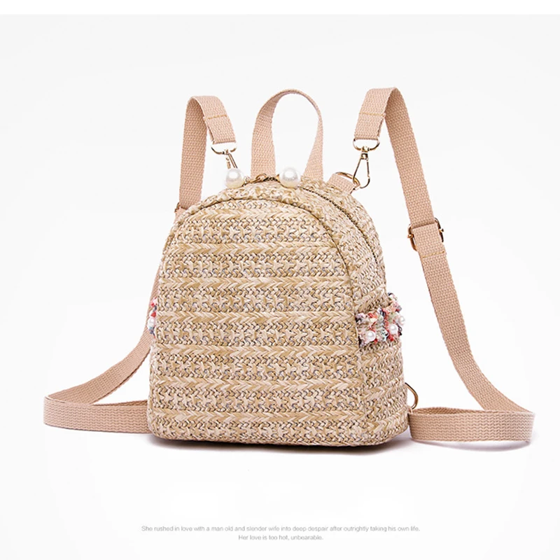 

Drop Shipping Cheap Women Summer Beach Bag Woven Backpack School Rattan Bag Student School Bags For Teenage Girls summer, Variety of colors