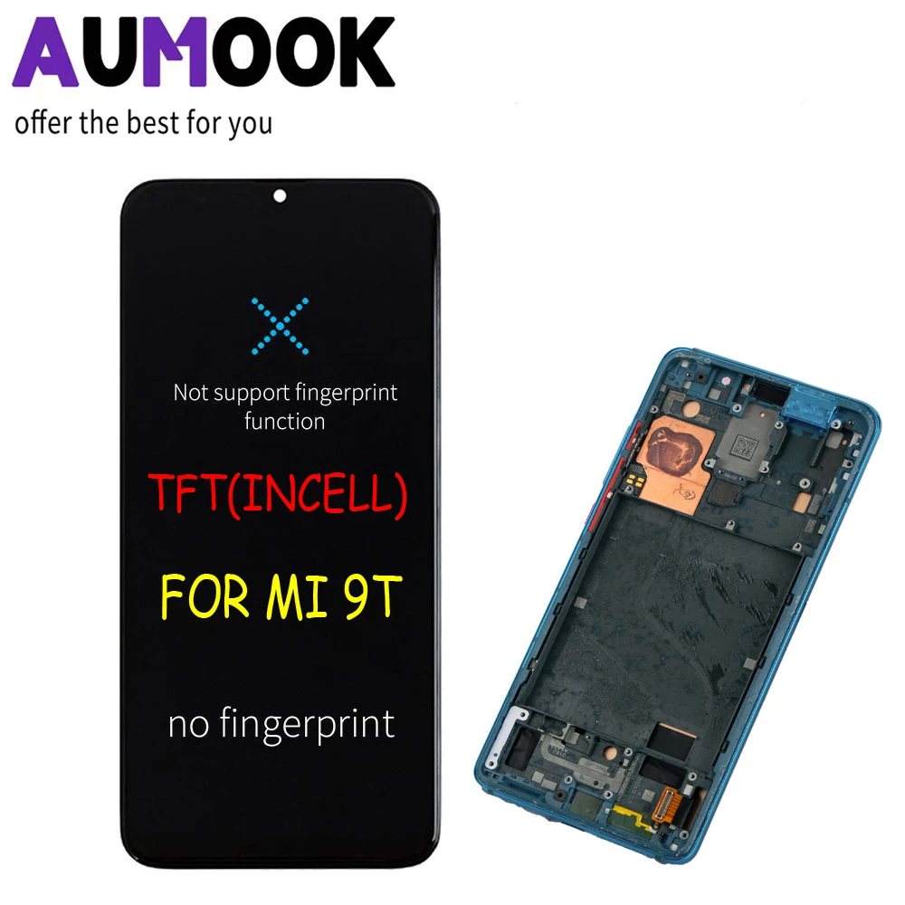 

AUMOOK INCELL TFT OLED LCD replacement Display Digitizer touch screen Assembly with frame for Xiaomi Mi 9T K20 pro, Black