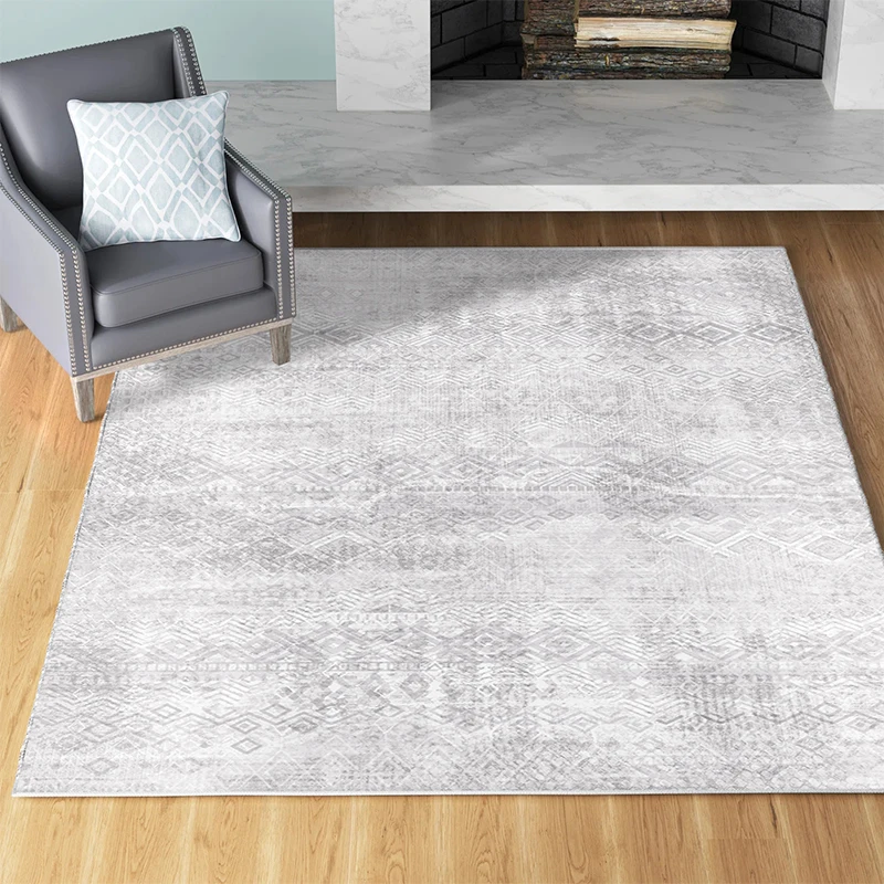 Modern Floral Machine Made Polyester Low Pile Washable Living Room Large Carpet