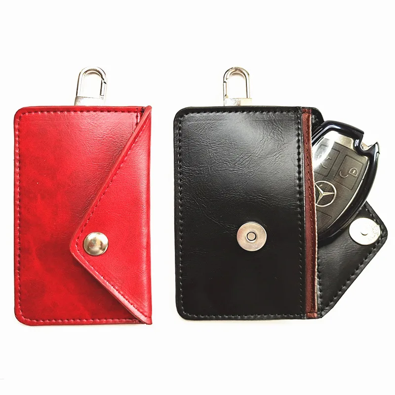 

For Japan RFID blocking Custom black PU leather car key chain wallet bag women men case holder key wallets, 2 colors available