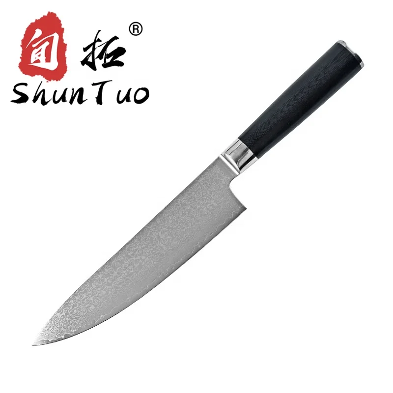 

Japanese 5 pcs 8 inch cuchillos alemanes de cocina round black handle vg10 damascus chef knife