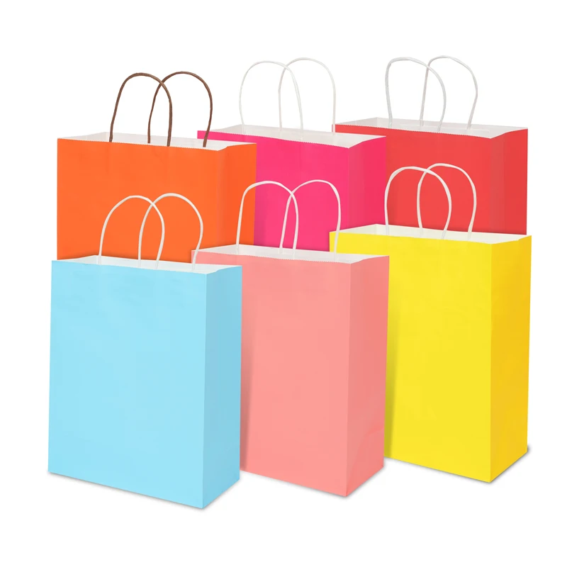 

Lipack Wholesale Custom Colored Kraft Paper Hand Bag ECO Brown Gift Shopping Paper Bag For Take Away Packaging