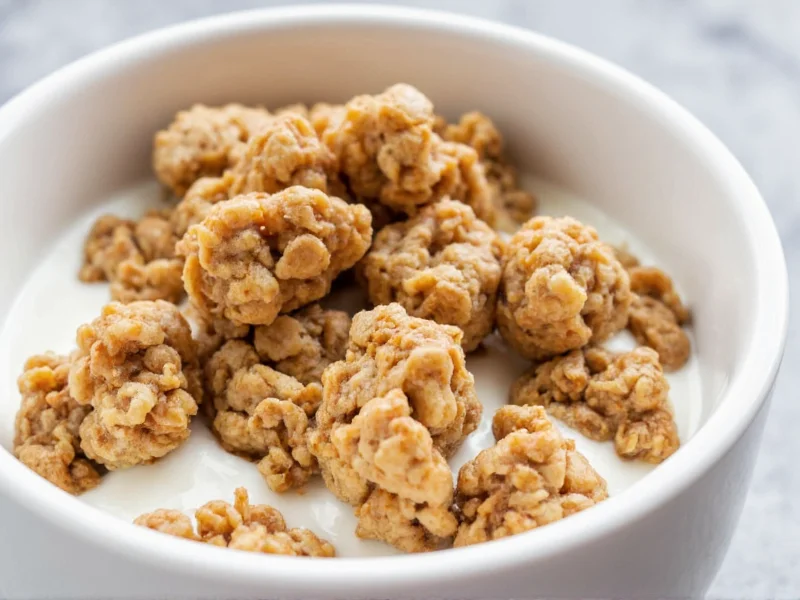 Perfect chunky granola clusters in yogurt bowl