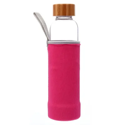 

Mikenda High Quality Borosilicate Glass Creative Bamboo Cover Water Cup Sports Portable Bottle, Can be customized