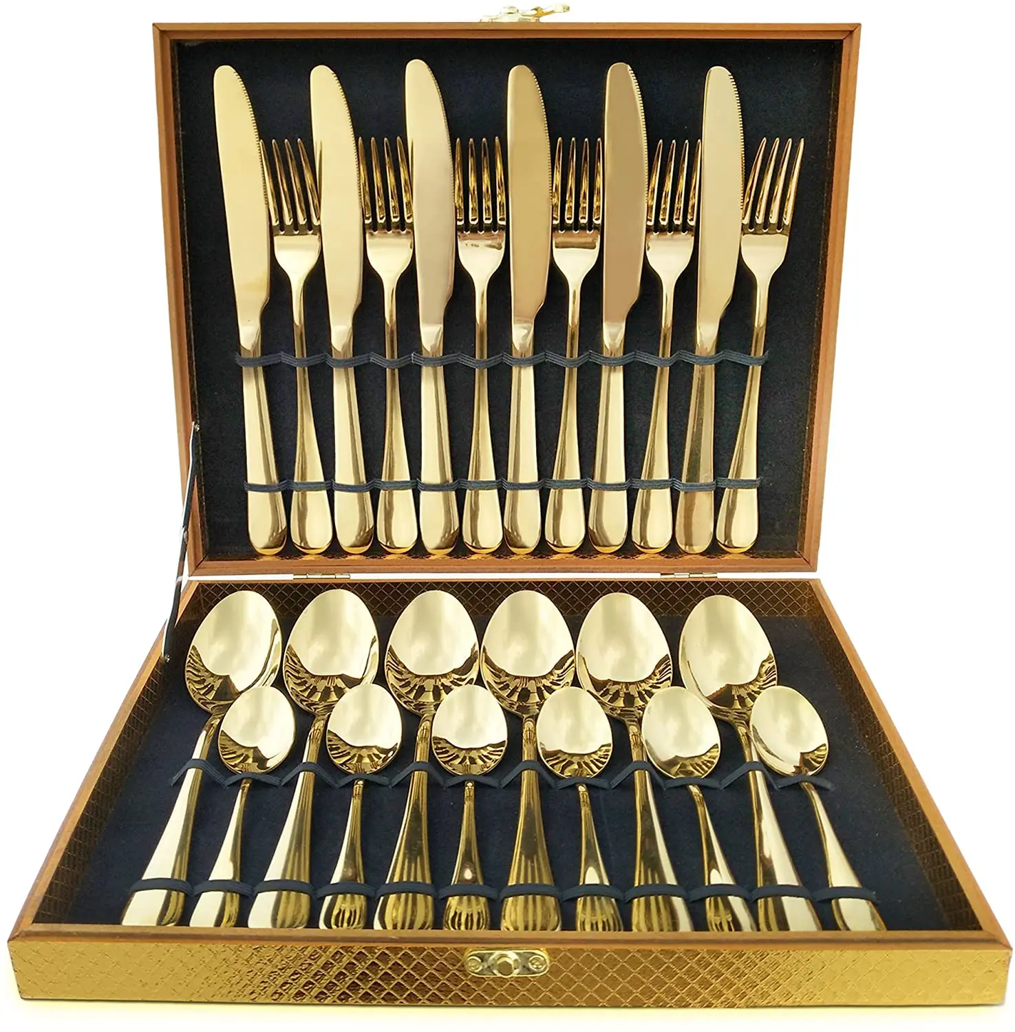 Sale Luxury Gold Restaurant Stainless Steel Cutlery 24pcs Set With Case