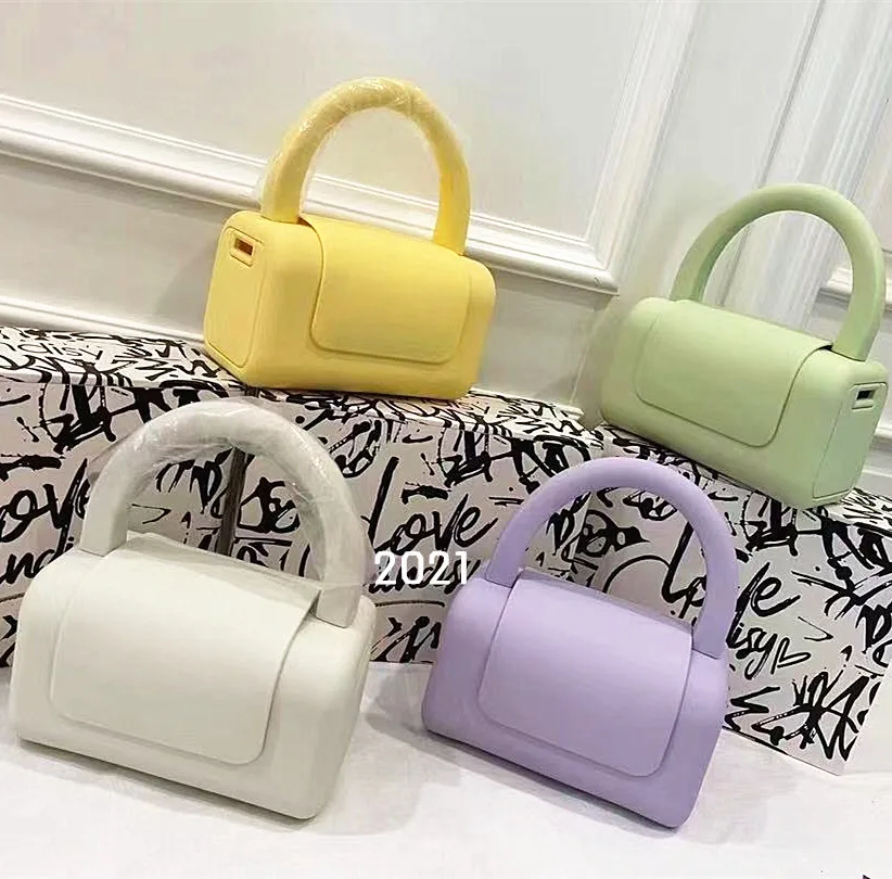 

Stock Luxury Square Pu Toto Shoulder Messenger Simple 2021 Women Handbag Jelly Candy Box Purses Small Crossbody Pillow Bag, 9 colors