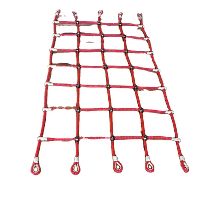 

Red Color 1mx2m 16mm steel core combination playground rope climbing nets Hot Sale, Red, green, black, green, blue, orange
