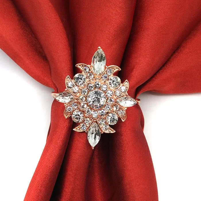 

New Arrival Rose Gold Crystal Rhinestone Diamond Napkin Ring