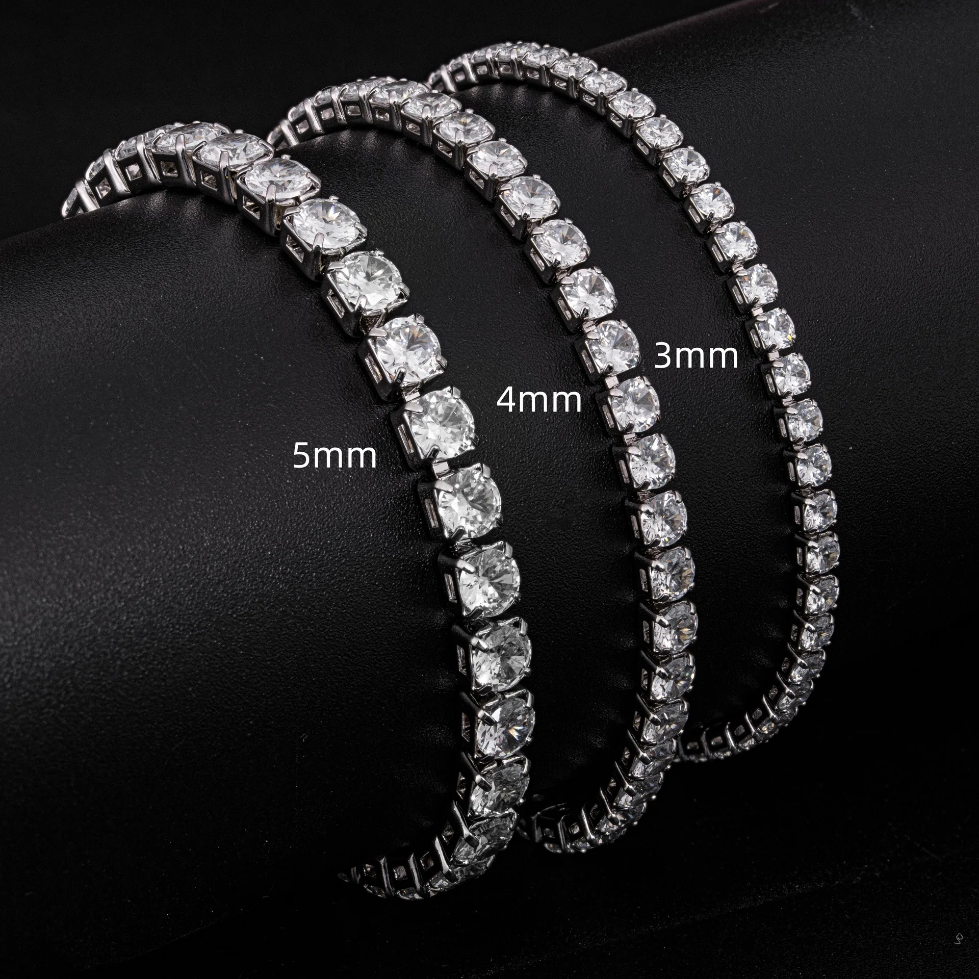 

Hip Hop Jewelry Platinum Crystal Tennis Chain Bracelet 3mm 4mm 5mm Iced Out Pave Cubic Zirconia CZ Tennis Chain Bracelet