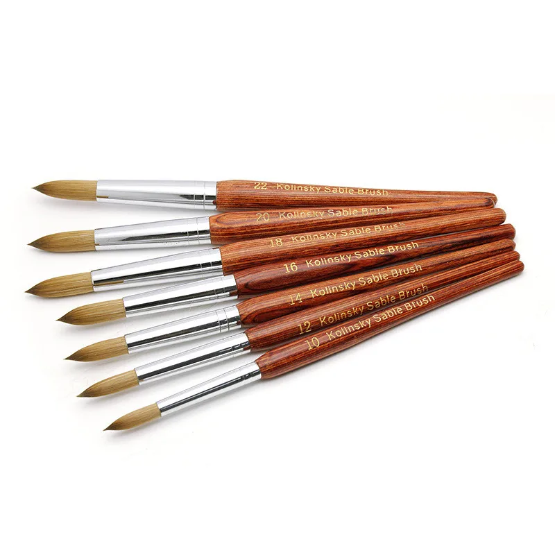 

High quality best kolinsky hair red wooden handle acrylic nail brush Kolinsky Acrylic Nail Brush Round, Show as picture or can customized