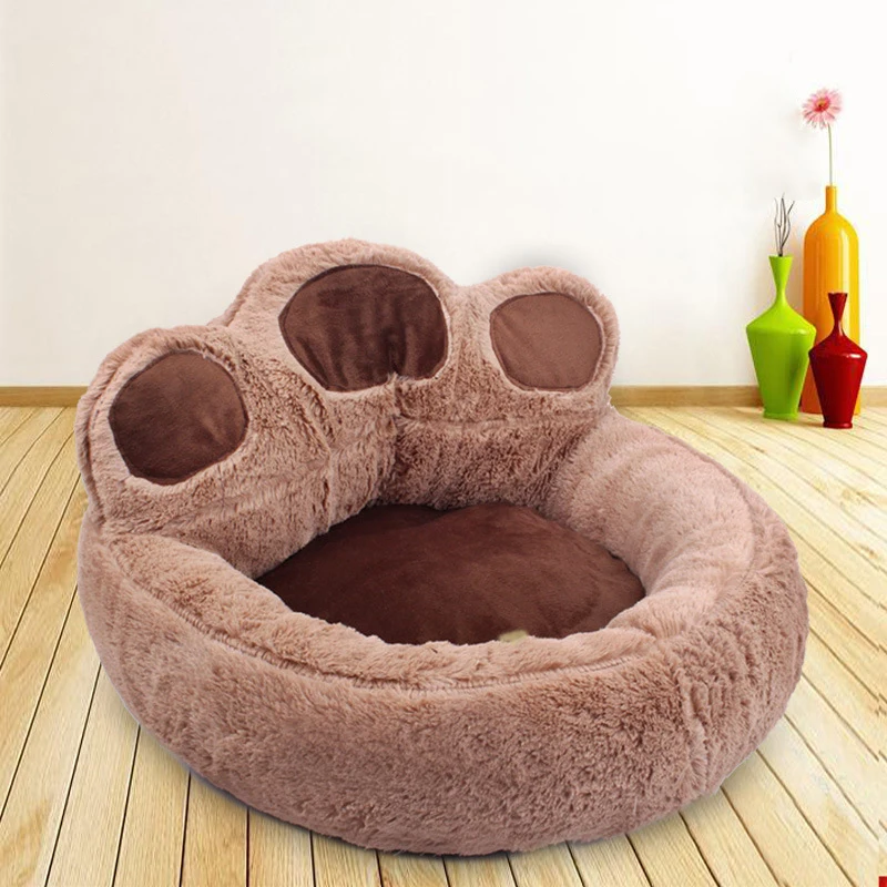 

Dog Kennel Cat Litter Pet Supplies Autumn And Winter Bear Paw Shape Pet Plush Small Dog Cat Bed, Coffee, beige, pink, dark gray