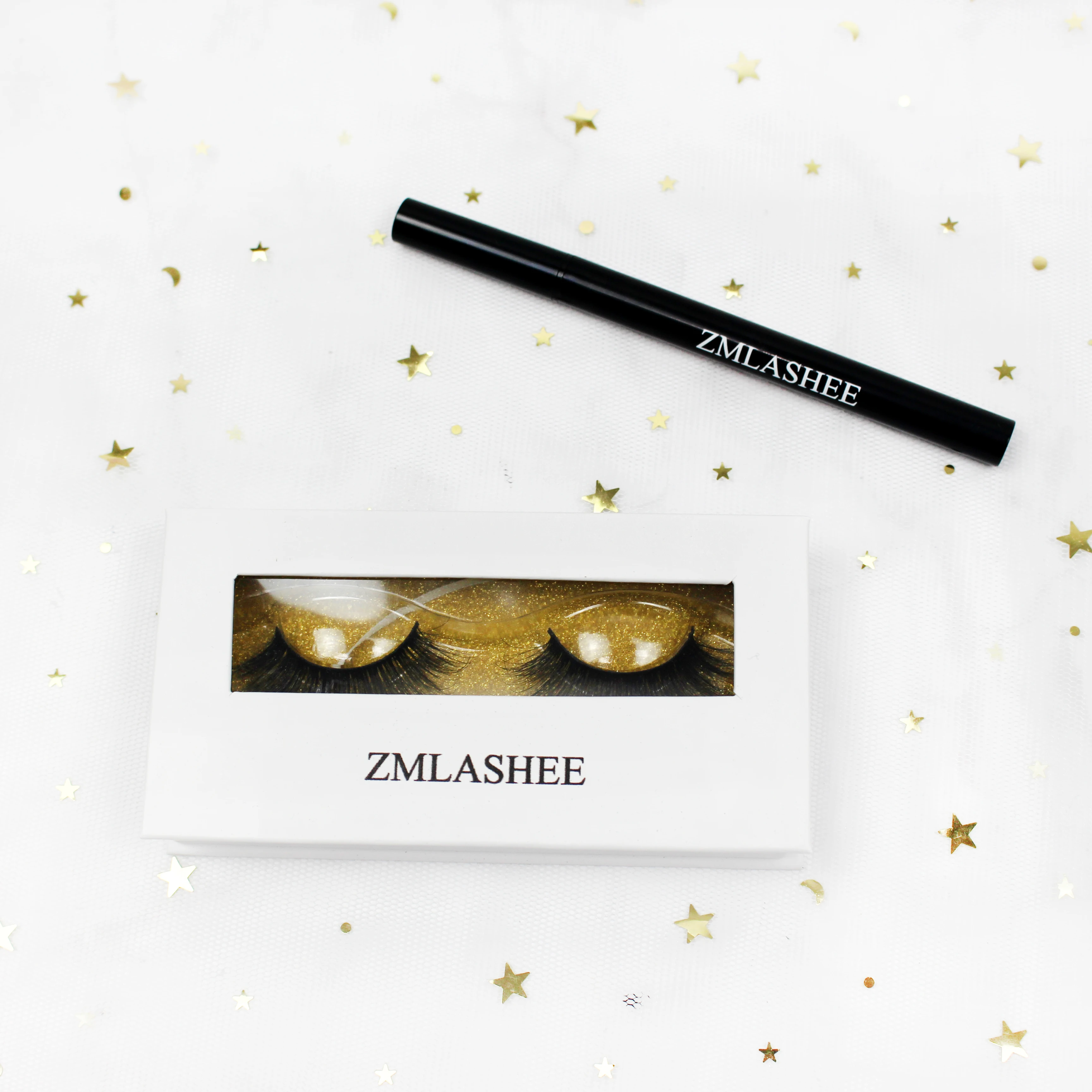

2020 best seller ZMLASHEE eyelash with adhesive magic eyeliner, Black