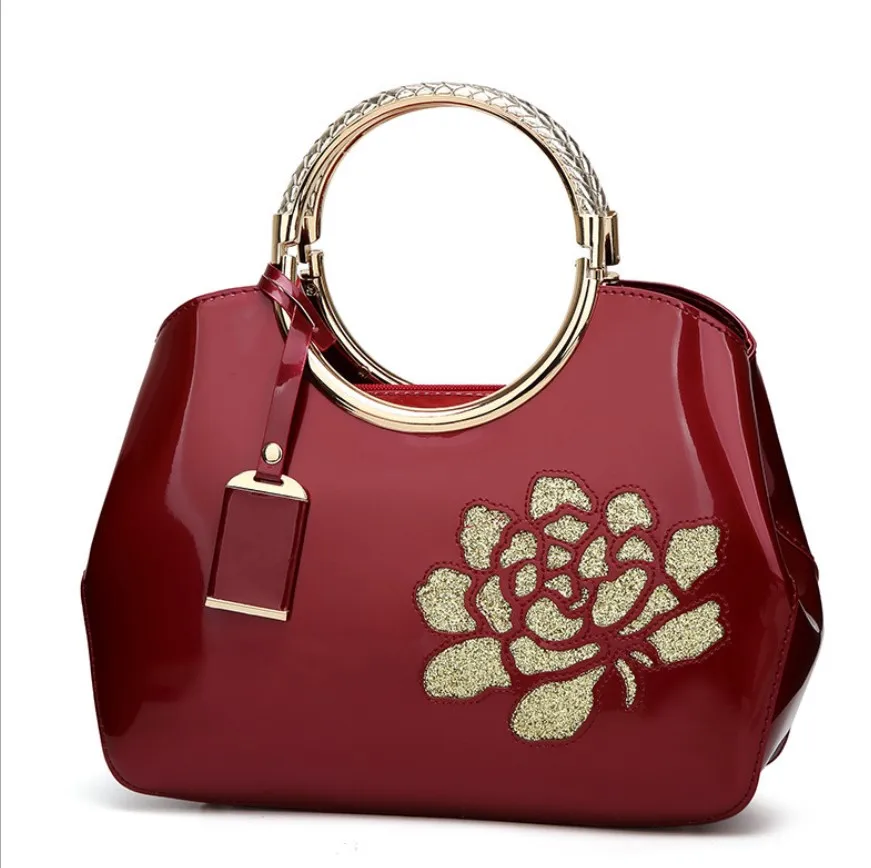 

Embroidery Pattern Patent Smal vegan leather bagl