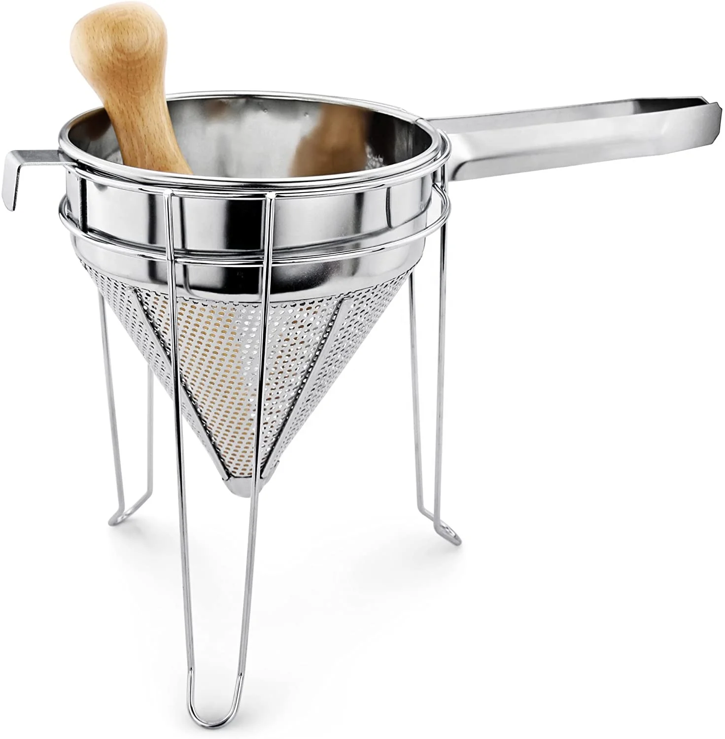 

New Star Foodservice 3 Piece Stainless Steel Chinois Strainer Set, Silver