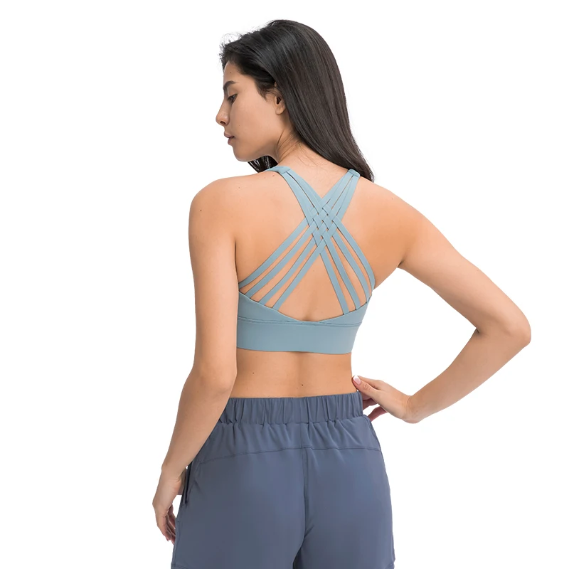 

Ins High Quality Custom LOGO Gym Bra Blank Designer Sports Bra Yoga Tops with Built Running Bra With Pad Wholesale, Multi color