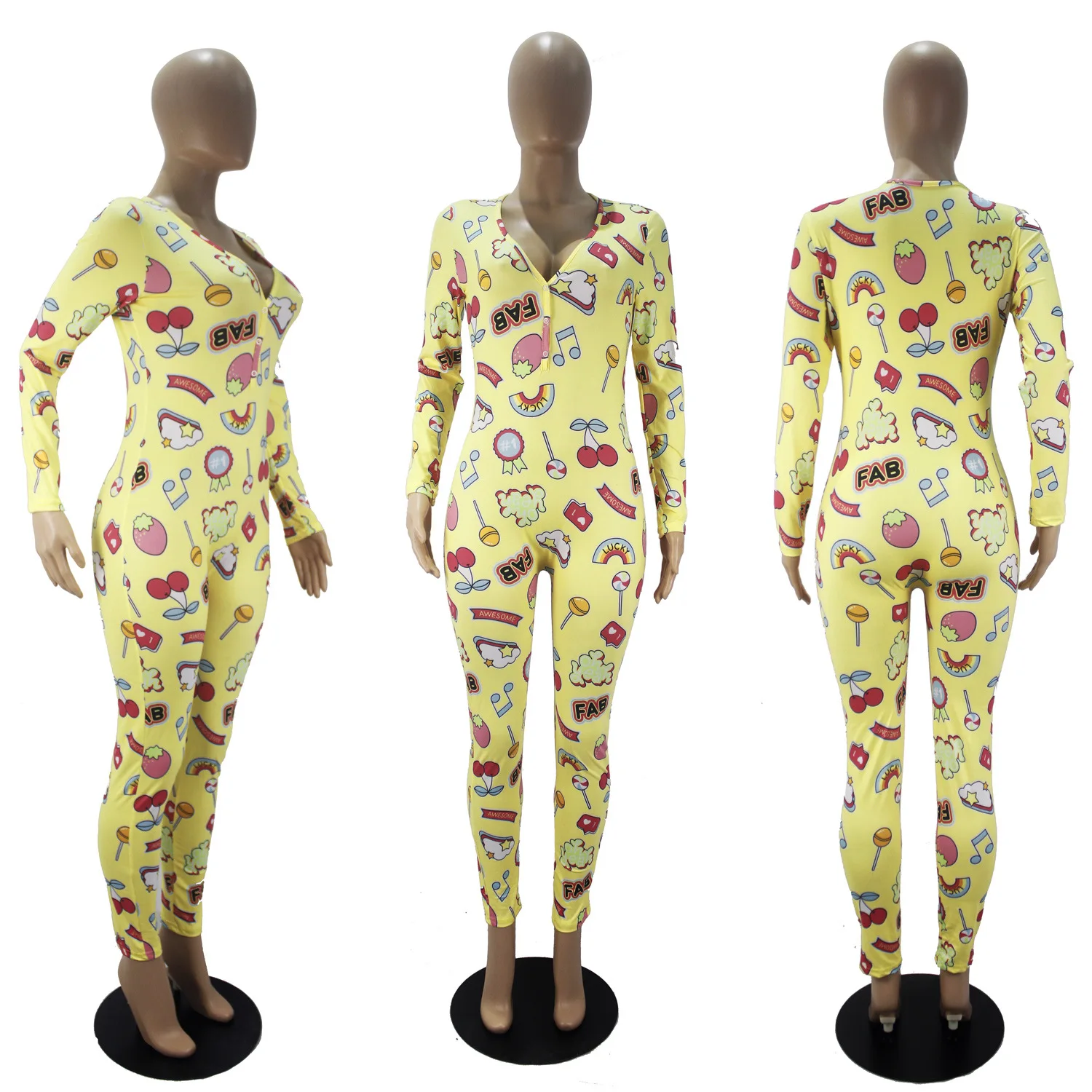 

Custom Logo Designer Tik Tok Letter Printing Butterfly Long Sleeve Sleepwear Plus Size Adult Sexy Onesie Pajamas Nightwear