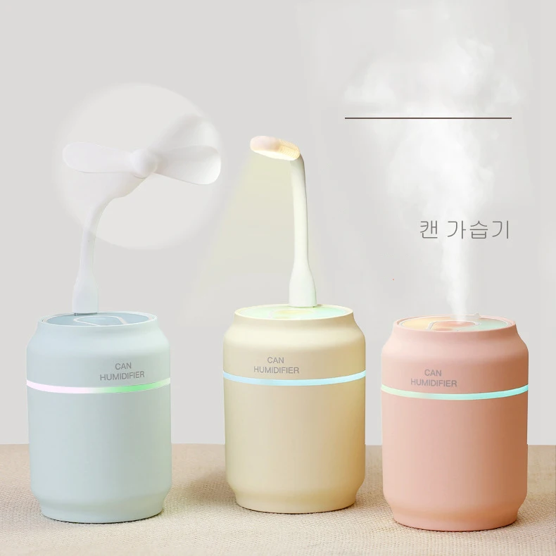 

Creative Coke Bottle USB Can Humidifier Small Fan LED Household Night Light Mini Humidifier 3-In-1 Air Humidifier Moisturizing
