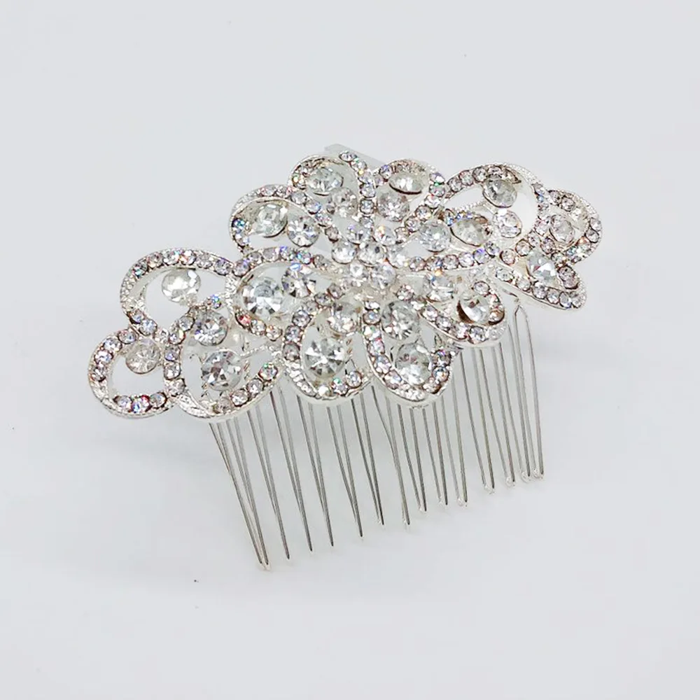 

Crystal Bride Wedding Hair Accessories Alloy inlaid Diamond Bridal Hair Comb headdress, Silver