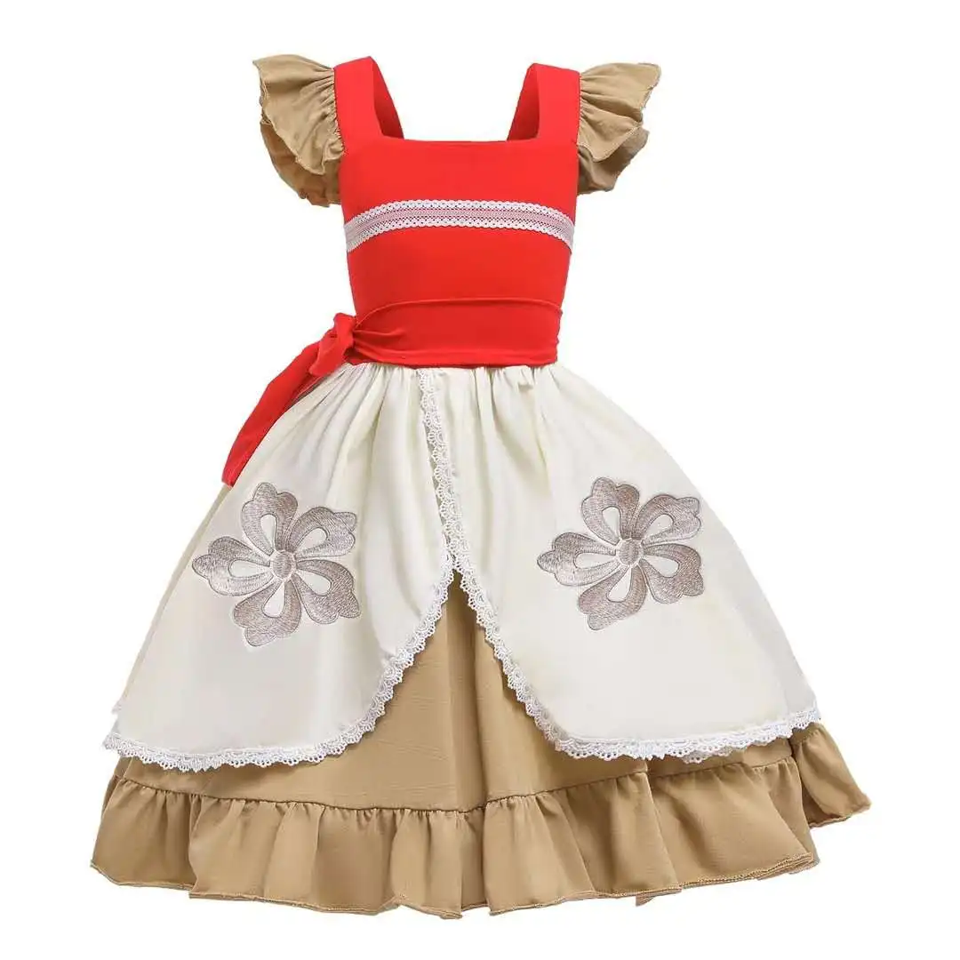 

Girls Princess Dress Cartoon Sea Romance Moana Suspenders Children's Skirt Girl Dress D80