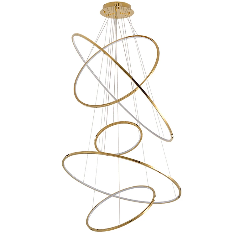 Modern simple decorative lighting lamp stairs hanging pendant living room gold led chandelier lights for home chandelier