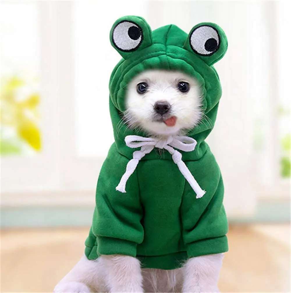 

Dog Hoodie Cute Frog Shape Pet Cold Weather Coats Dog Clothes Cat Winter Clothes Warm Fleece Sweater with Pocket Hooded