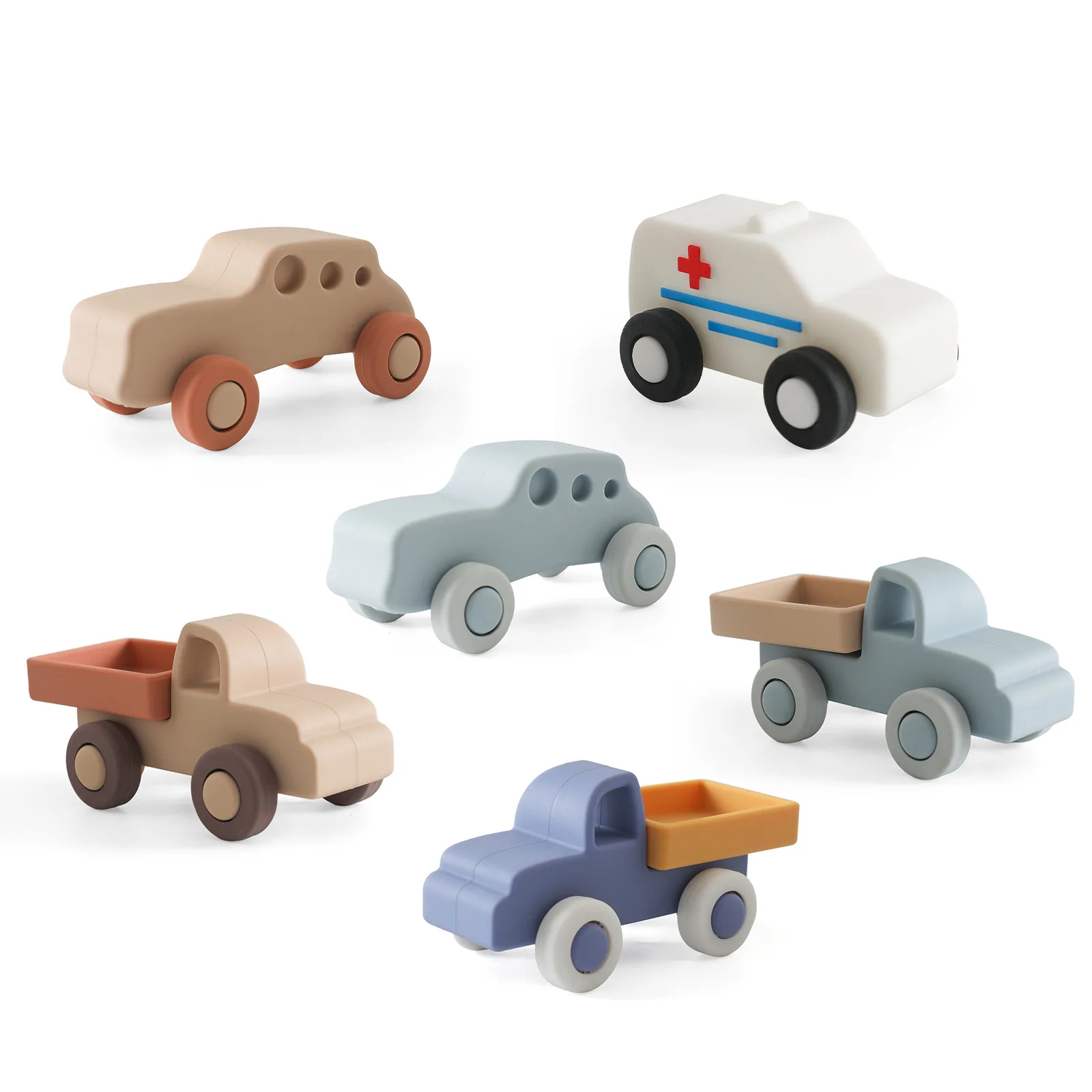 Natife Custom Education Silicone Baby Mini Ambulance Car Toy for Kids 0-24 Months